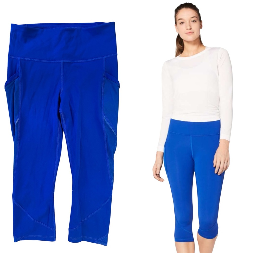 Lululemon Fast as Light Crop 19” Jet Stream Bright Blue Luxtreme Leggings Size 6